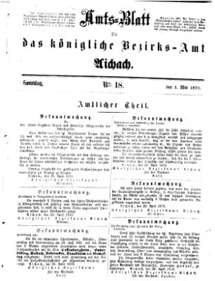 Amtsblatt für das Bezirksamt und Amtsgericht Aichach Sonntag 1. Mai 1870