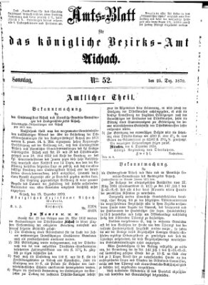 Amtsblatt für das Bezirksamt und Amtsgericht Aichach Sonntag 25. Dezember 1870