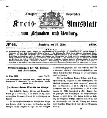 Königlich Bayerisches Kreis-Amtsblatt von Schwaben und Neuburg Mittwoch 23. März 1870