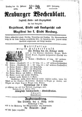 Neuburger Wochenblatt Dienstag 15. Februar 1870