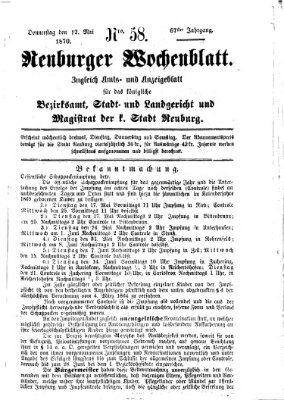 Neuburger Wochenblatt Donnerstag 12. Mai 1870