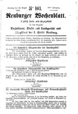 Neuburger Wochenblatt Dienstag 23. August 1870