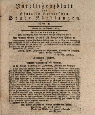 Intelligenzblatt der Königlich Bayerischen Stadt Nördlingen Freitag 19. Februar 1819