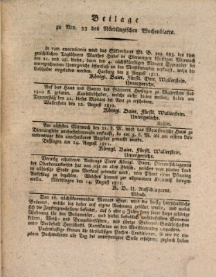Nördlingisches Intelligenz- und Wochenblatt (Intelligenzblatt der Königlich Bayerischen Stadt Nördlingen) Freitag 16. August 1811