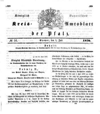 Königlich-bayerisches Kreis-Amtsblatt der Pfalz (Königlich bayerisches Amts- und Intelligenzblatt für die Pfalz) Freitag 1. Juli 1870