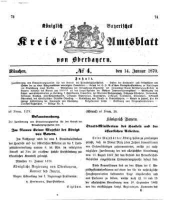 Königlich-bayerisches Kreis-Amtsblatt von Oberbayern (Münchner Intelligenzblatt) Freitag 14. Januar 1870