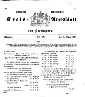 Königlich-bayerisches Kreis-Amtsblatt von Oberbayern (Münchner Intelligenzblatt) Dienstag 1. März 1870