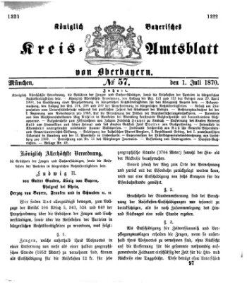Königlich-bayerisches Kreis-Amtsblatt von Oberbayern (Münchner Intelligenzblatt) Freitag 1. Juli 1870