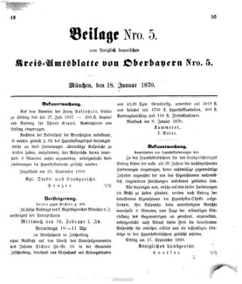 Königlich-bayerisches Kreis-Amtsblatt von Oberbayern (Münchner Intelligenzblatt) Dienstag 18. Januar 1870