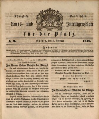 Königlich bayerisches Amts- und Intelligenzblatt für die Pfalz Montag 9. Februar 1846