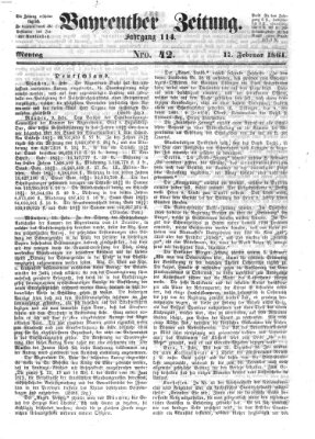 Bayreuther Zeitung Montag 11. Februar 1861