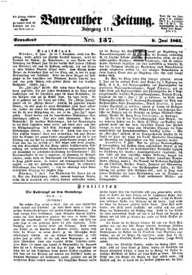 Bayreuther Zeitung Samstag 8. Juni 1861