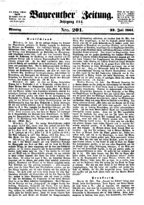 Bayreuther Zeitung Montag 22. Juli 1861