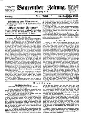 Bayreuther Zeitung Dienstag 24. September 1861