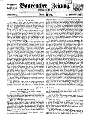 Bayreuther Zeitung Donnerstag 3. Oktober 1861