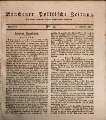 Münchener politische Zeitung (Süddeutsche Presse) Samstag 17. Januar 1829