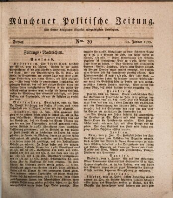 Münchener politische Zeitung (Süddeutsche Presse) Freitag 23. Januar 1829