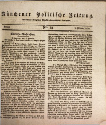 Münchener politische Zeitung (Süddeutsche Presse) Freitag 6. Februar 1829