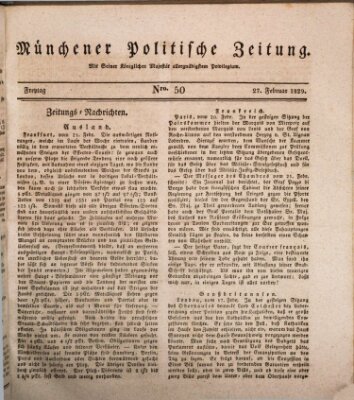 Münchener politische Zeitung (Süddeutsche Presse) Freitag 27. Februar 1829