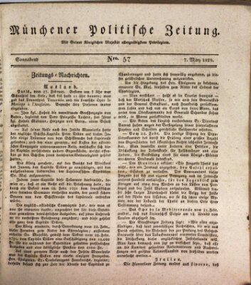 Münchener politische Zeitung (Süddeutsche Presse) Samstag 7. März 1829