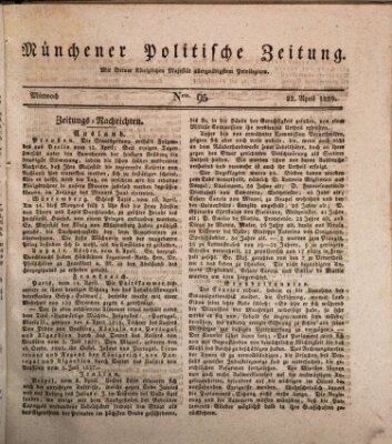 Münchener politische Zeitung (Süddeutsche Presse) Mittwoch 22. April 1829
