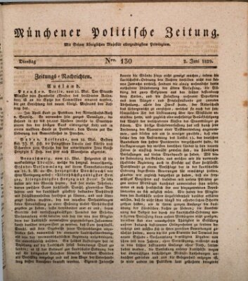 Münchener politische Zeitung (Süddeutsche Presse) Dienstag 2. Juni 1829