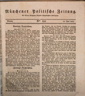 Münchener politische Zeitung (Süddeutsche Presse) Montag 29. Juni 1829