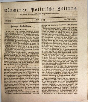 Münchener politische Zeitung (Süddeutsche Presse) Dienstag 21. Juli 1829