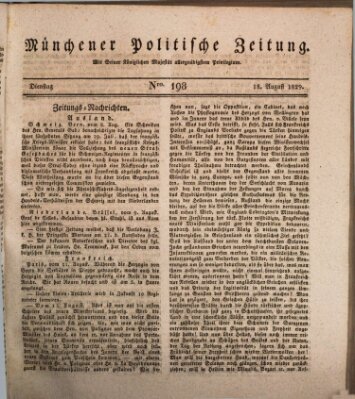 Münchener politische Zeitung (Süddeutsche Presse) Dienstag 18. August 1829