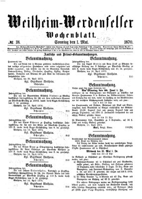 Weilheim-Werdenfelser Wochenblatt Sonntag 1. Mai 1870