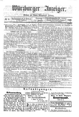 Würzburger Anzeiger (Neue Würzburger Zeitung) Sonntag 5. Januar 1862