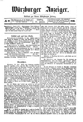 Würzburger Anzeiger (Neue Würzburger Zeitung) Dienstag 21. Januar 1862