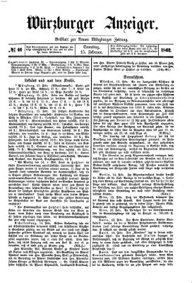 Würzburger Anzeiger (Neue Würzburger Zeitung) Samstag 15. Februar 1862