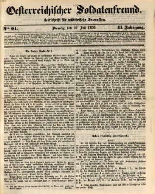 Oesterreichischer Soldatenfreund (Militär-Zeitung) Dienstag 30. Juli 1850