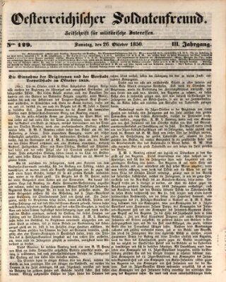Oesterreichischer Soldatenfreund (Militär-Zeitung) Samstag 26. Oktober 1850