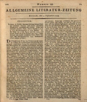 Allgemeine Literatur-Zeitung (Literarisches Zentralblatt für Deutschland) Mittwoch 4. September 1793