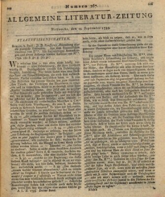 Allgemeine Literatur-Zeitung (Literarisches Zentralblatt für Deutschland) Mittwoch 18. September 1793