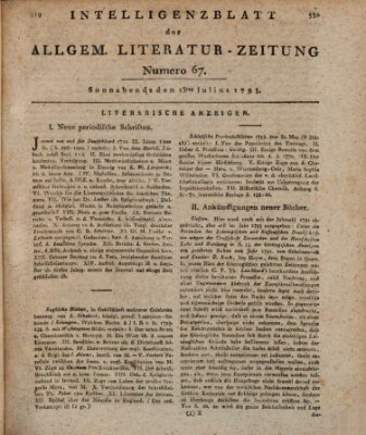Allgemeine Literatur-Zeitung (Literarisches Zentralblatt für Deutschland) Samstag 13. Juli 1793
