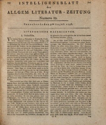 Allgemeine Literatur-Zeitung (Literarisches Zentralblatt für Deutschland) Samstag 31. August 1793