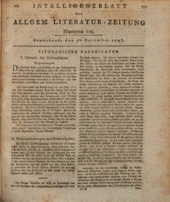 Allgemeine Literatur-Zeitung (Literarisches Zentralblatt für Deutschland) Samstag 9. November 1793