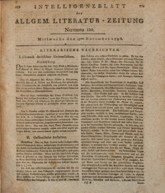 Allgemeine Literatur-Zeitung (Literarisches Zentralblatt für Deutschland) Mittwoch 13. November 1793