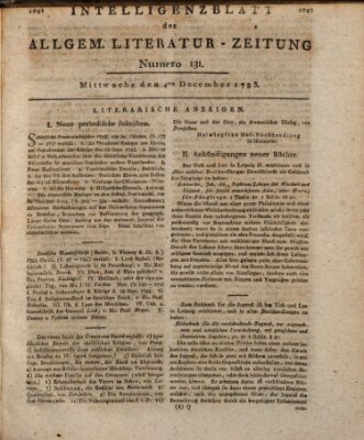 Allgemeine Literatur-Zeitung (Literarisches Zentralblatt für Deutschland) Mittwoch 4. Dezember 1793