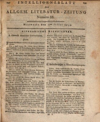 Allgemeine Literatur-Zeitung (Literarisches Zentralblatt für Deutschland) Mittwoch 17. Juli 1799