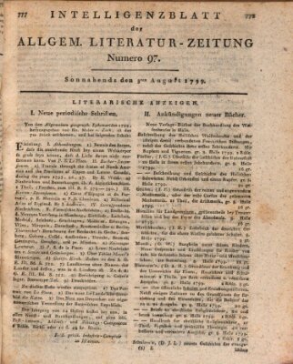Allgemeine Literatur-Zeitung (Literarisches Zentralblatt für Deutschland) Samstag 3. August 1799