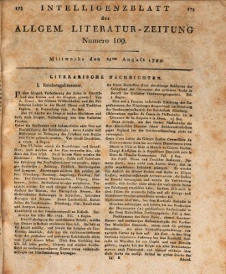 Allgemeine Literatur-Zeitung (Literarisches Zentralblatt für Deutschland) Mittwoch 28. August 1799