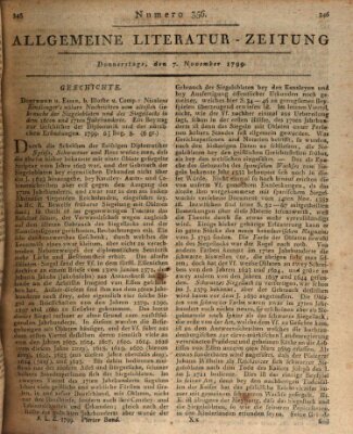 Allgemeine Literatur-Zeitung (Literarisches Zentralblatt für Deutschland) Donnerstag 7. November 1799