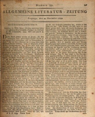 Allgemeine Literatur-Zeitung (Literarisches Zentralblatt für Deutschland) Freitag 29. November 1799