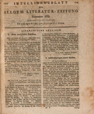 Allgemeine Literatur-Zeitung (Literarisches Zentralblatt für Deutschland) Samstag 21. Dezember 1799