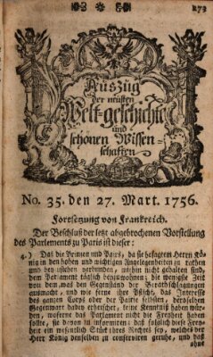 Auszug der neuesten Weltgeschichte und schönen Wissenschaften (Erlanger Real-Zeitung) Samstag 27. März 1756