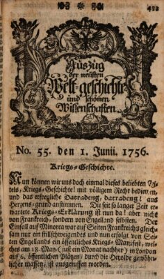 Auszug der neuesten Weltgeschichte und schönen Wissenschaften (Erlanger Real-Zeitung) Dienstag 1. Juni 1756